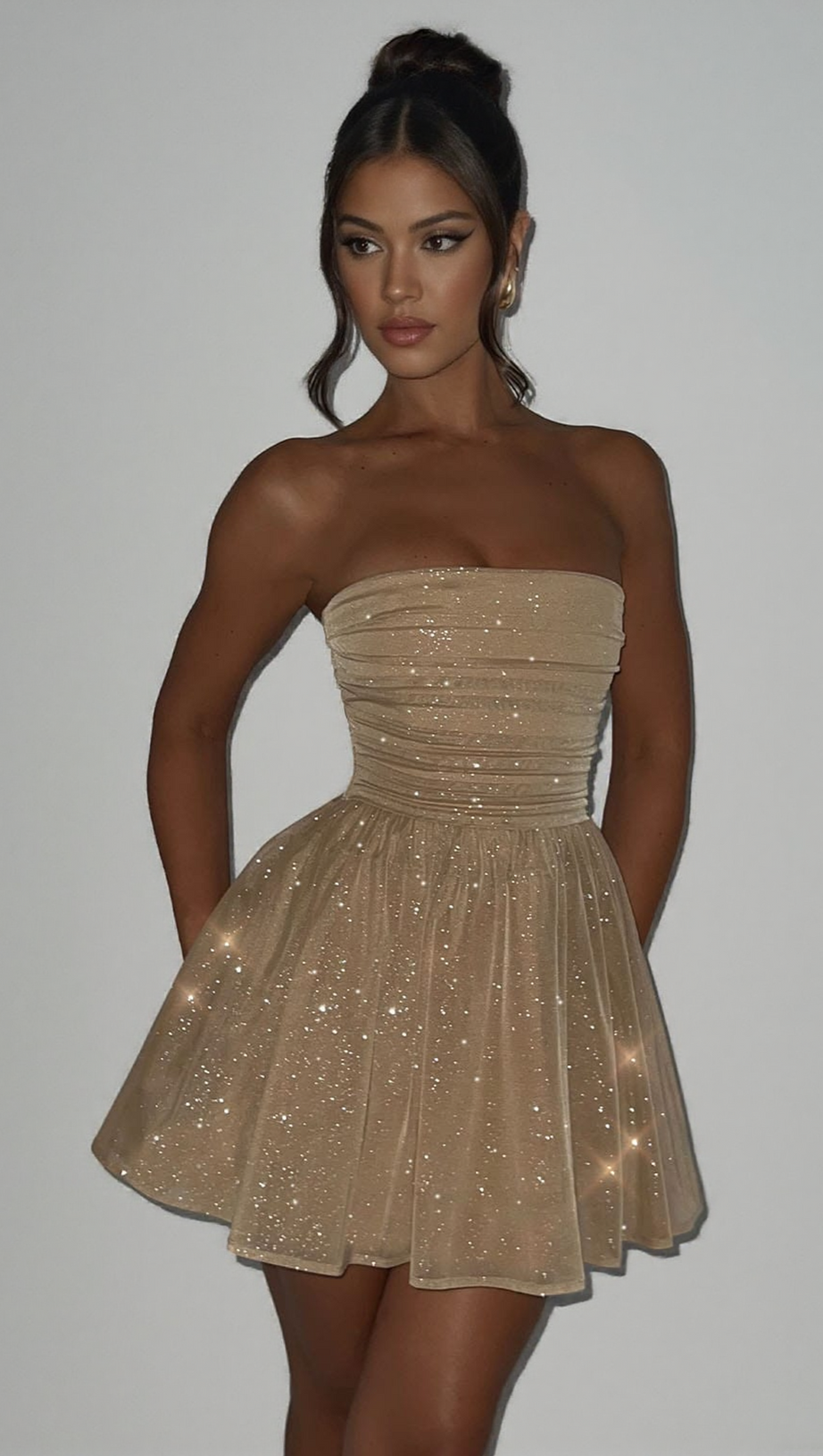 KATRINA MINI DRESS - GOLD SPARKLE