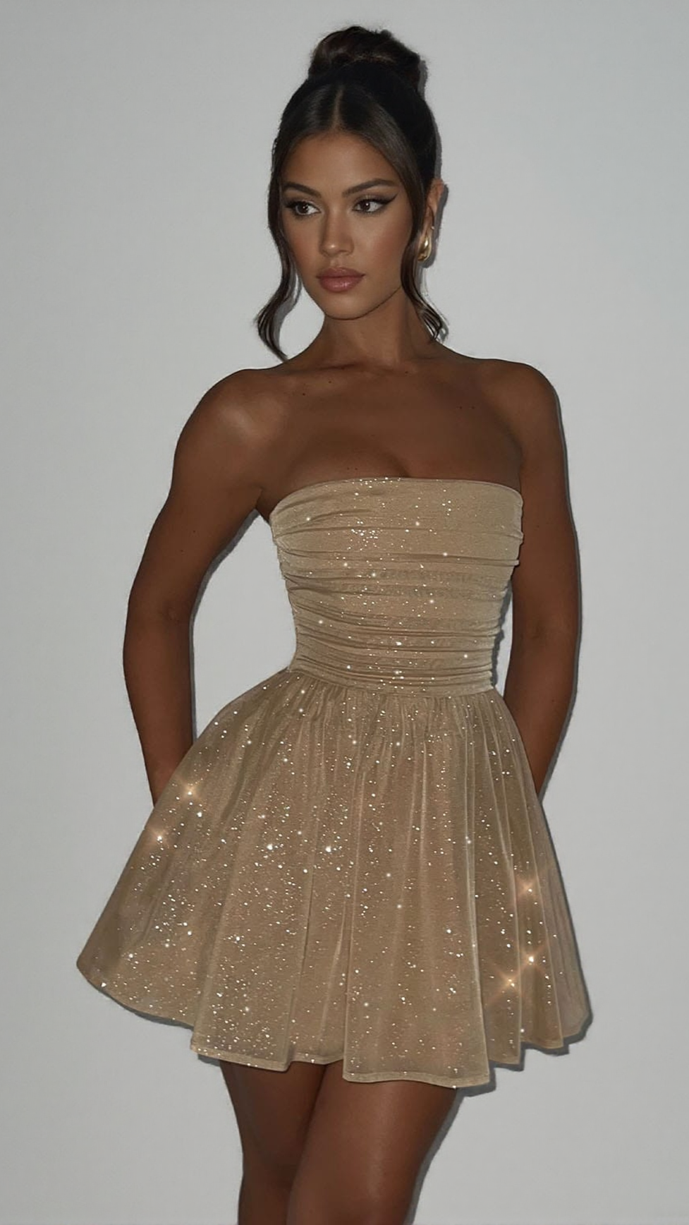 AIIZIE KATRINA MINI DRESS - GOLD SPARKLE - product image