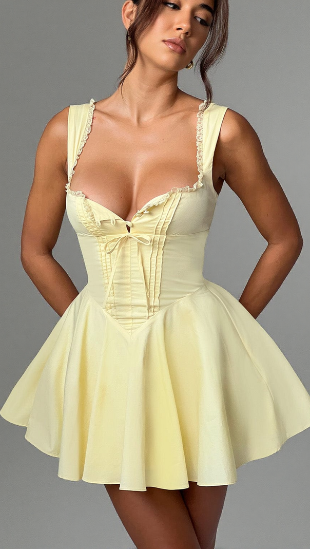 AIIZIE ANTONELLA MINI DRESS - LEMON - product image