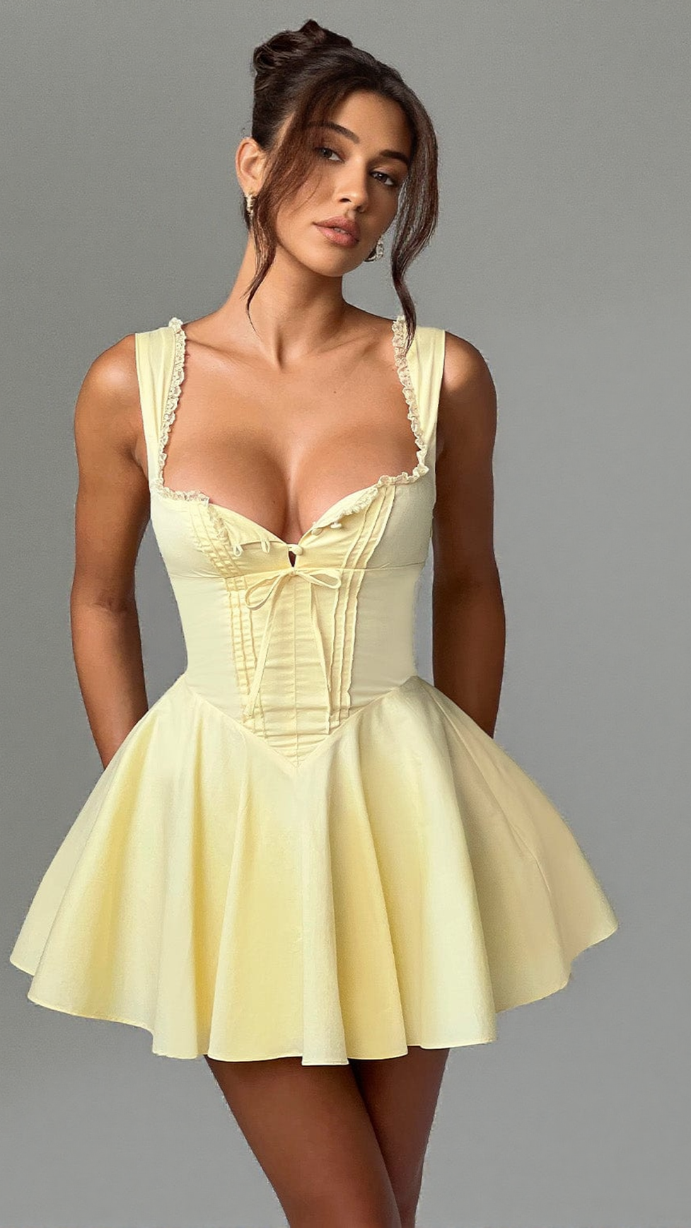AIIZIE ANTONELLA MINI DRESS - LEMON - product image