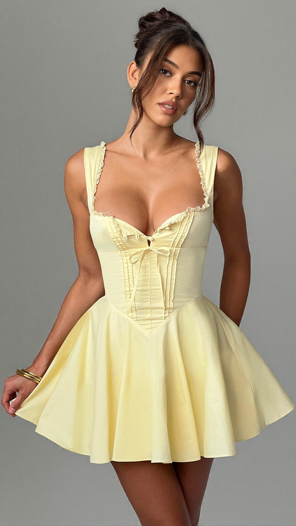 AIIZIE ANTONELLA MINI DRESS - LEMON - product image