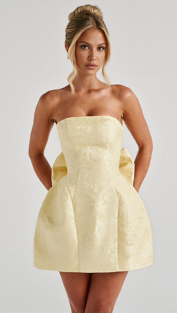 AIIZIE ELENORA MINI DRESS - LEMON - product image