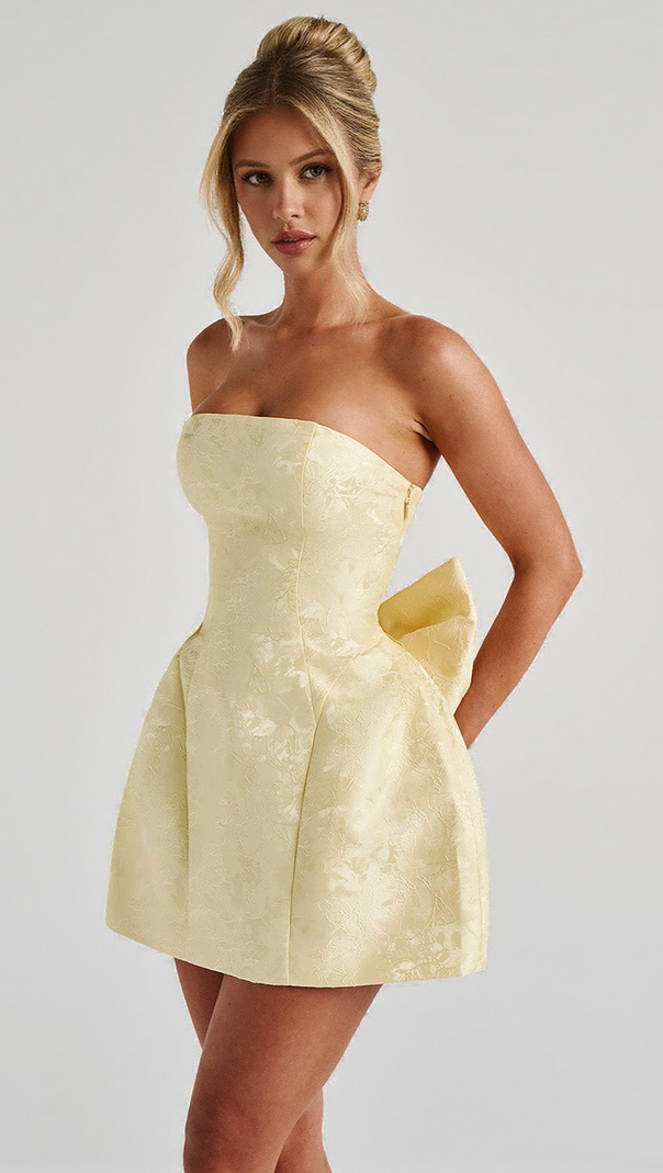 AIIZIE ELENORA MINI DRESS - LEMON - product image