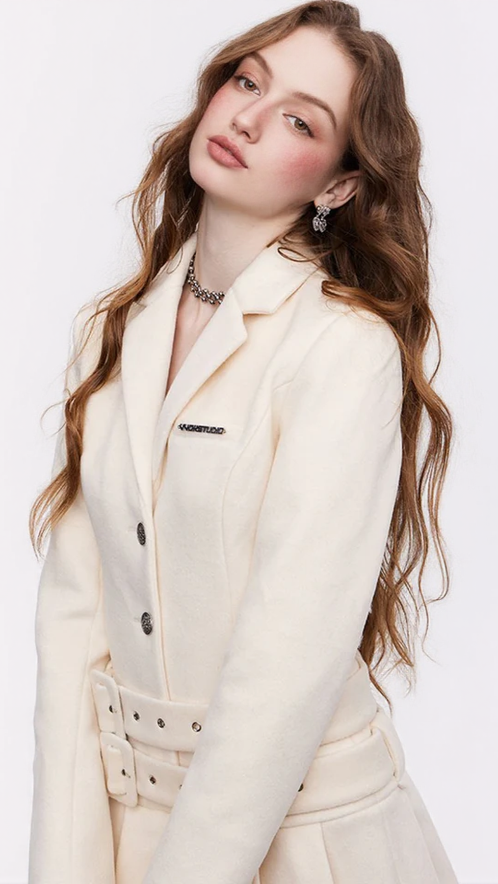 AIIZIE LONG SLEEVE SUIT PLEATED SKIRT IN BEIGE - product image