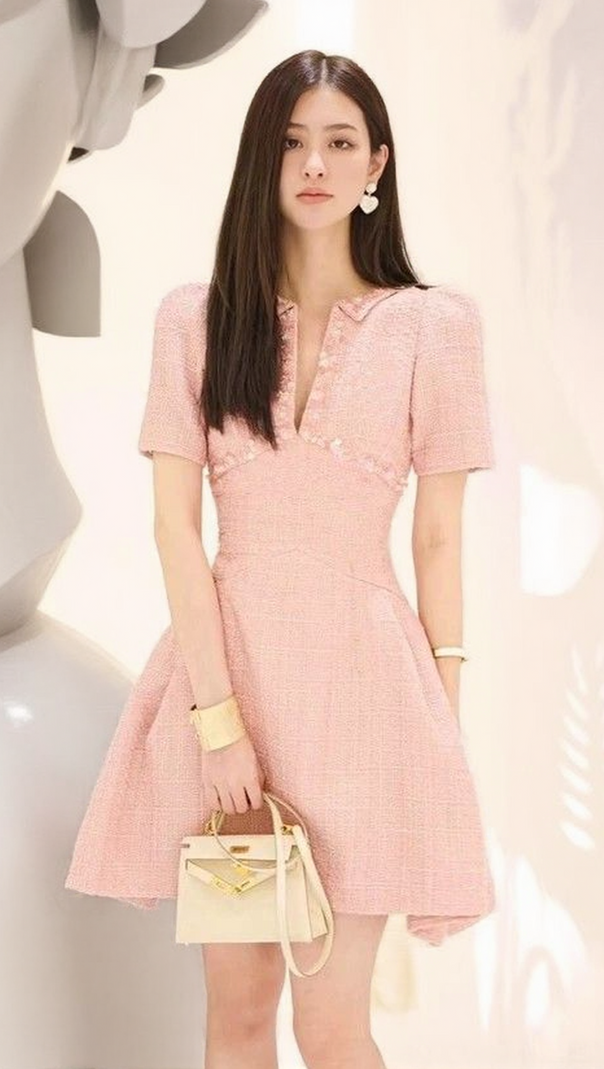 AIIZIE A-LINE BEADED SEQUINE MINI DRESS IN PINK - product image