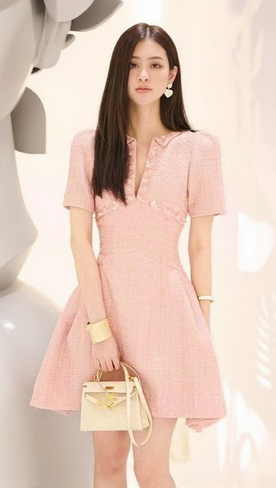 A-LINE BEADED SEQUINE MINI DRESS IN PINK