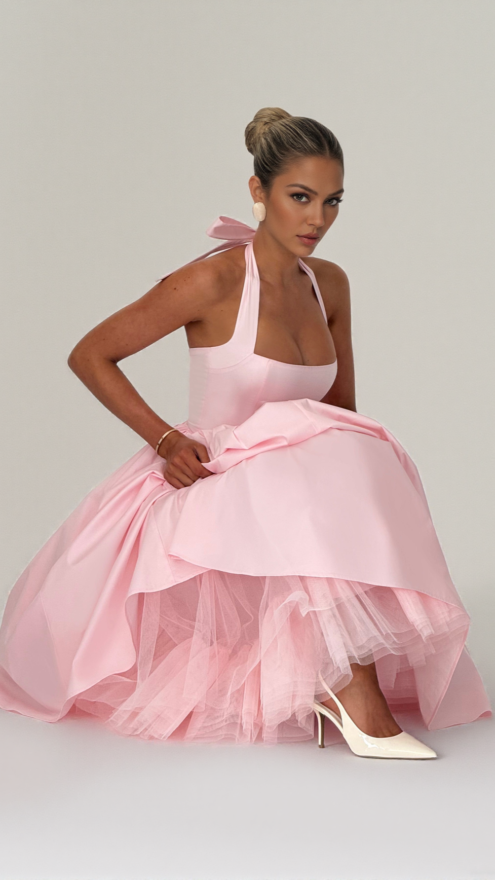 ABITO MIDI CRESSIDA SENZA SCHIENA E GONFIORE - BLUSH