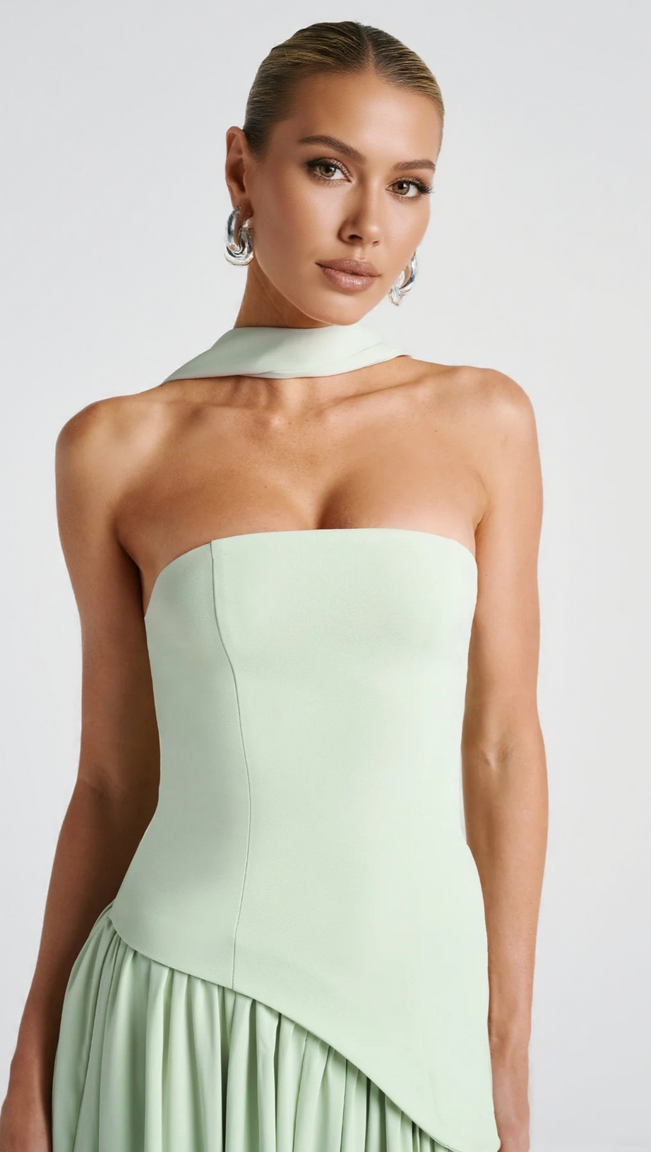 MALIYAH HIGH SLIT STRAPLESS MAXI DRESS - MINT