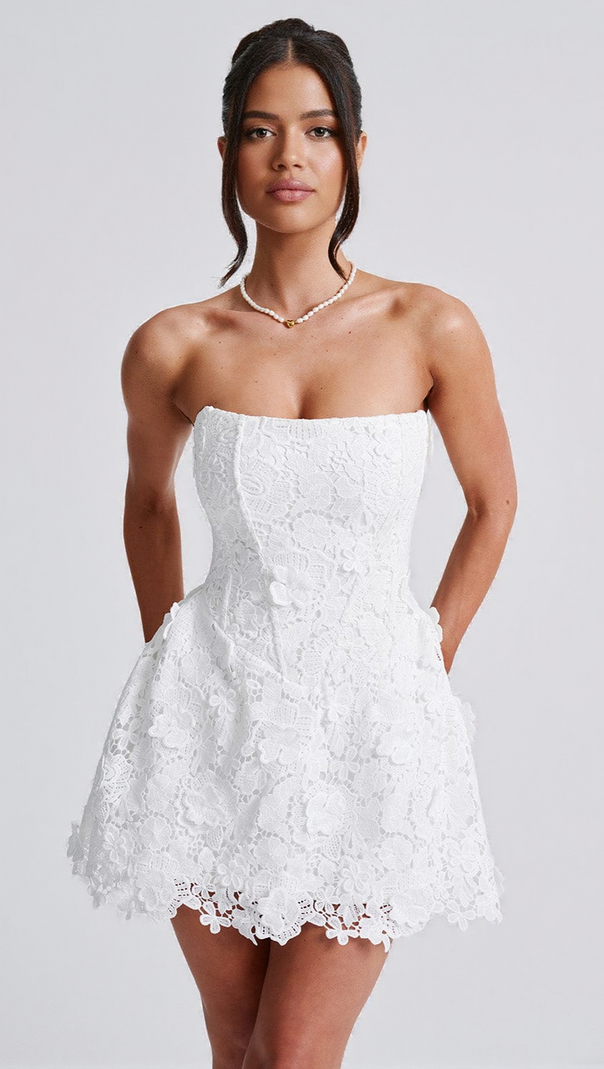 AIIZIE LEONA MINI DRESS - IVORY - product image