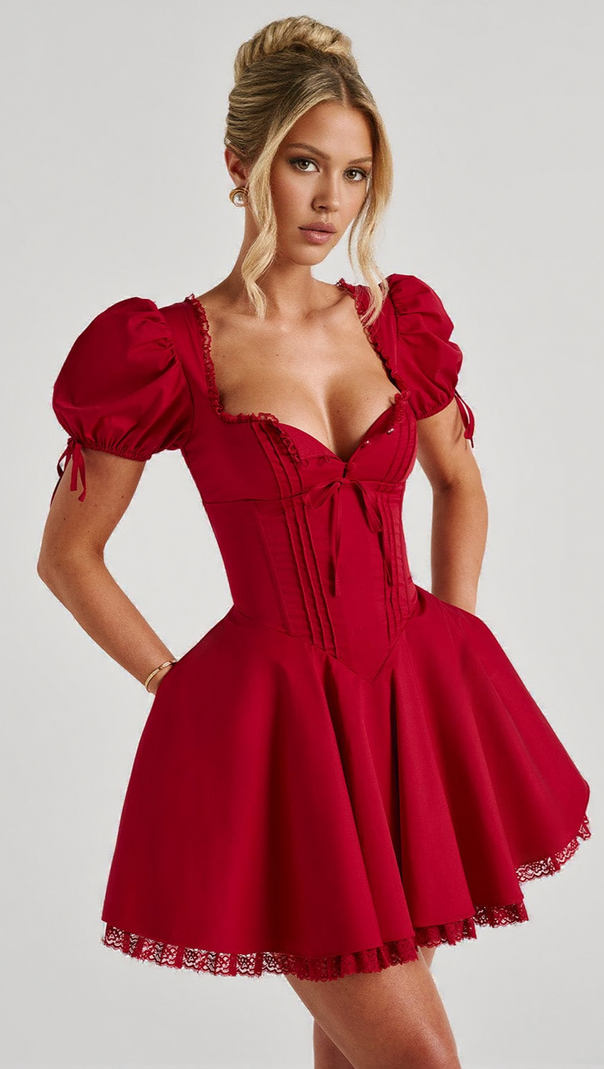 AIIZIE ANNIE MINI DRESS - RED - product image