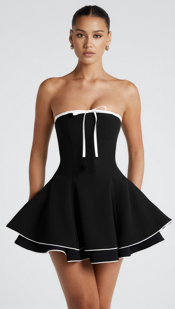 AIIZIE JUNO MINI DRESS - BLACK/WHITE - product image