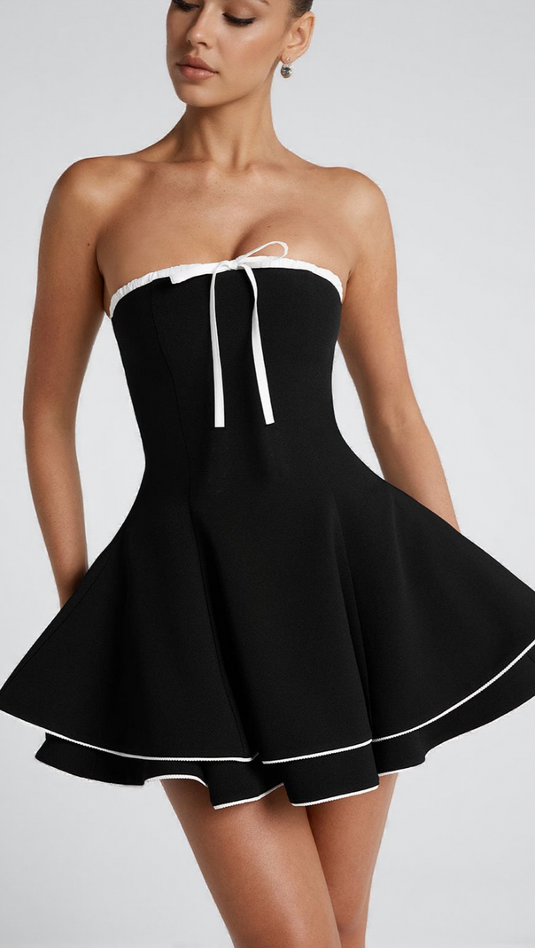 AIIZIE JUNO MINI DRESS - BLACK/WHITE - product image