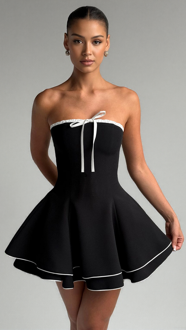 AIIZIE JUNO MINI DRESS - BLACK/WHITE - product image