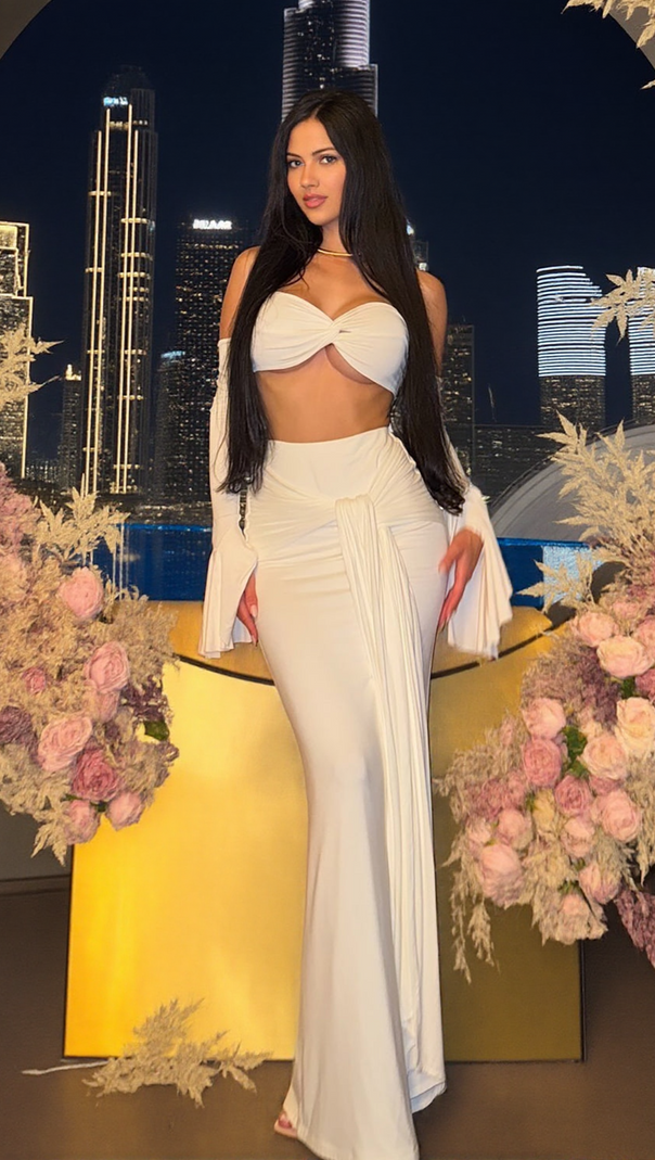 AIIZIE LONG SLEEVE BUSTIER TOPS MAXI SKIRTS - product image