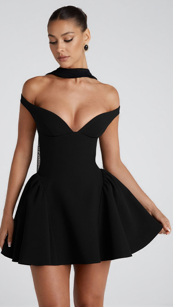 AIIZIE MARLA MINI DRESS - BLACK - product image