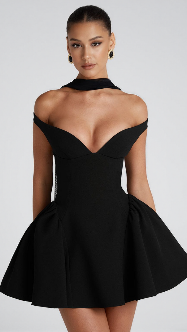 AIIZIE MARLA MINI DRESS - BLACK - product image