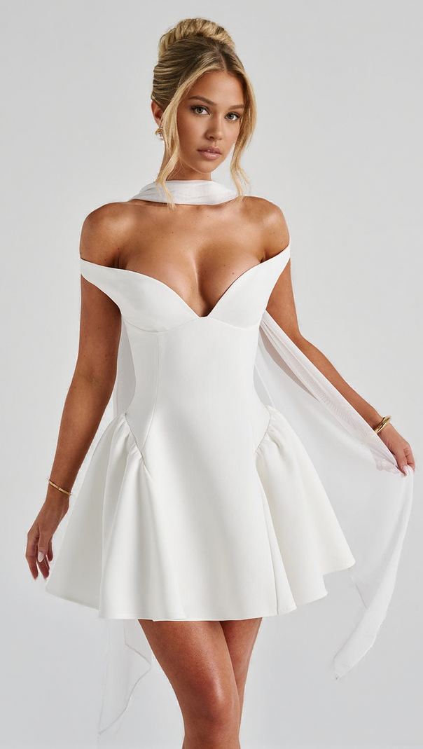 AIIZIE MARLA MINI DRESS - IVORY - product image