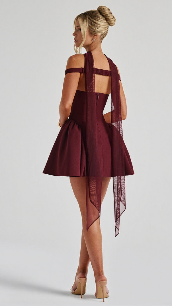 AIIZIE MARLA MINI DRESS - CHERRY LACQUER - product image