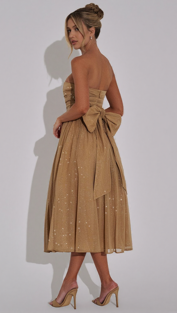 AIIZIE MARISSA MIDI DRESS - GOLD SPARKLE - product image