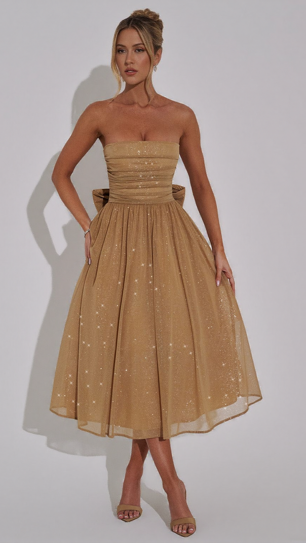 AIIZIE MARISSA MIDI DRESS - GOLD SPARKLE - product image