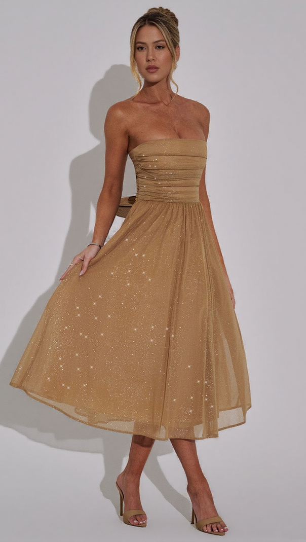 AIIZIE MARISSA MIDI DRESS - GOLD SPARKLE - product image