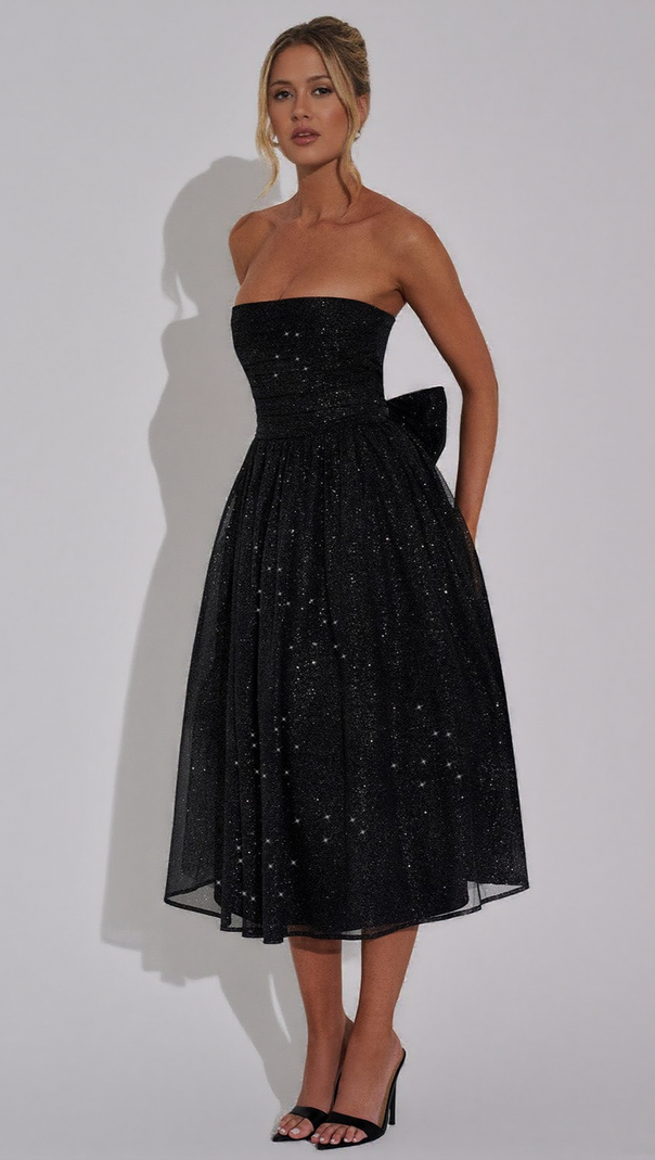 AIIZIE MARISSA MIDI DRESS - BLACK SPARKLE - product image