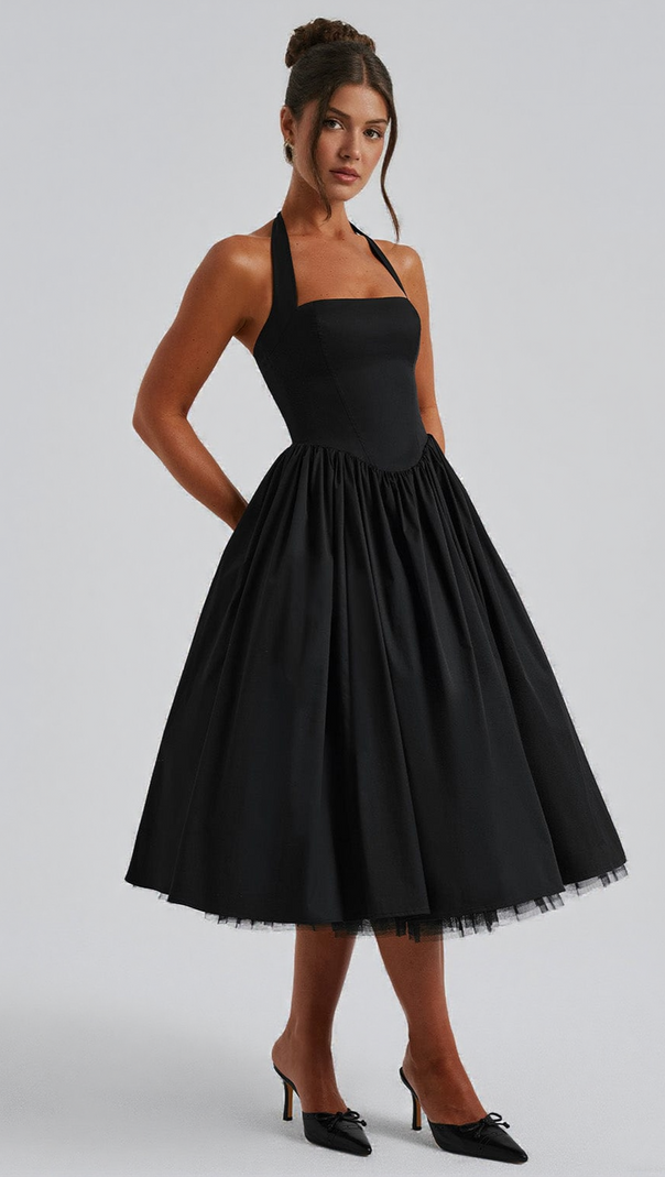 AIIZIE CRESSIDA MIDI DRESS - BLACK - product image