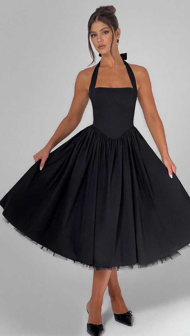 AIIZIE CRESSIDA MIDI DRESS - BLACK - product image