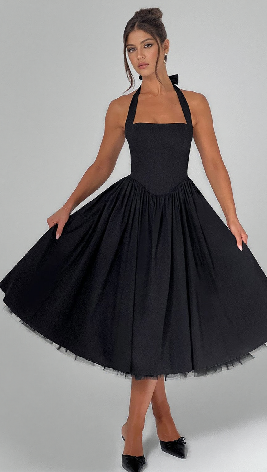 CRESSIDA MIDI DRESS - BLACK