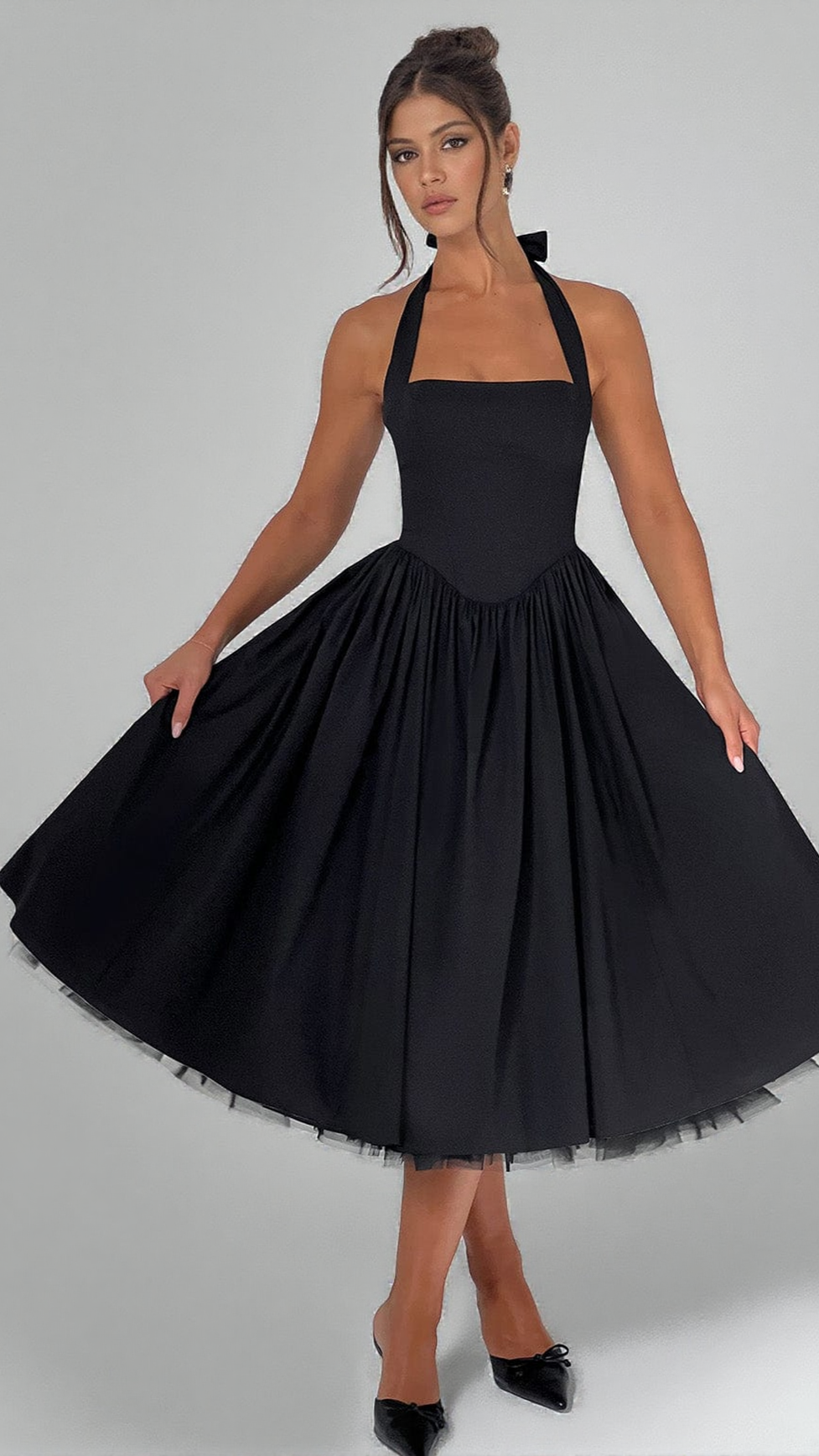 CRESSIDA MIDI DRESS - BLACK