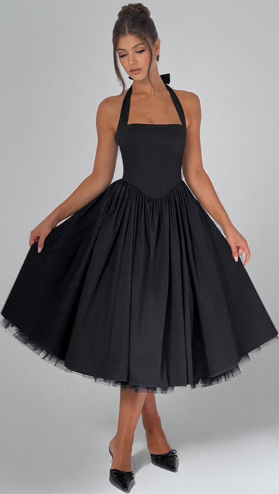 CRESSIDA MIDI DRESS - BLACK