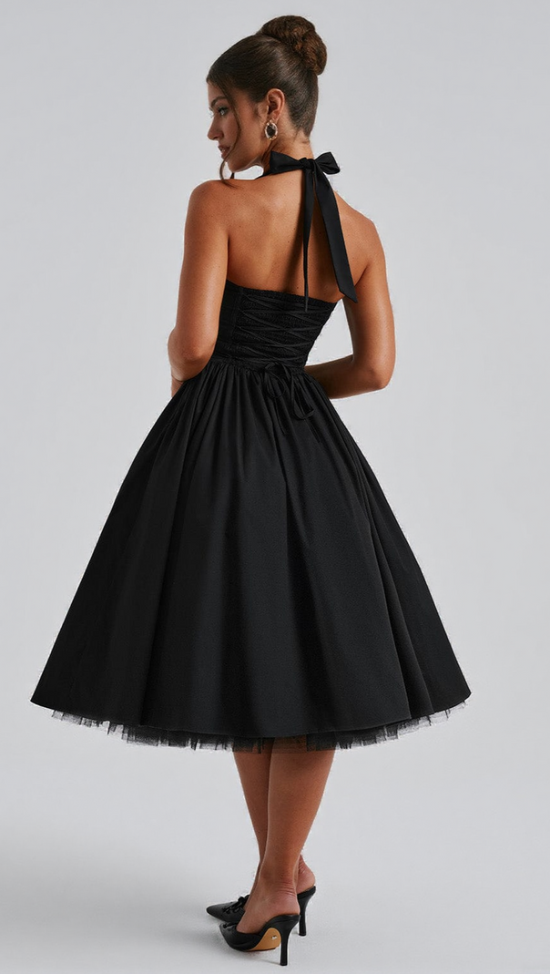 AIIZIE CRESSIDA MIDI DRESS - BLACK - product image
