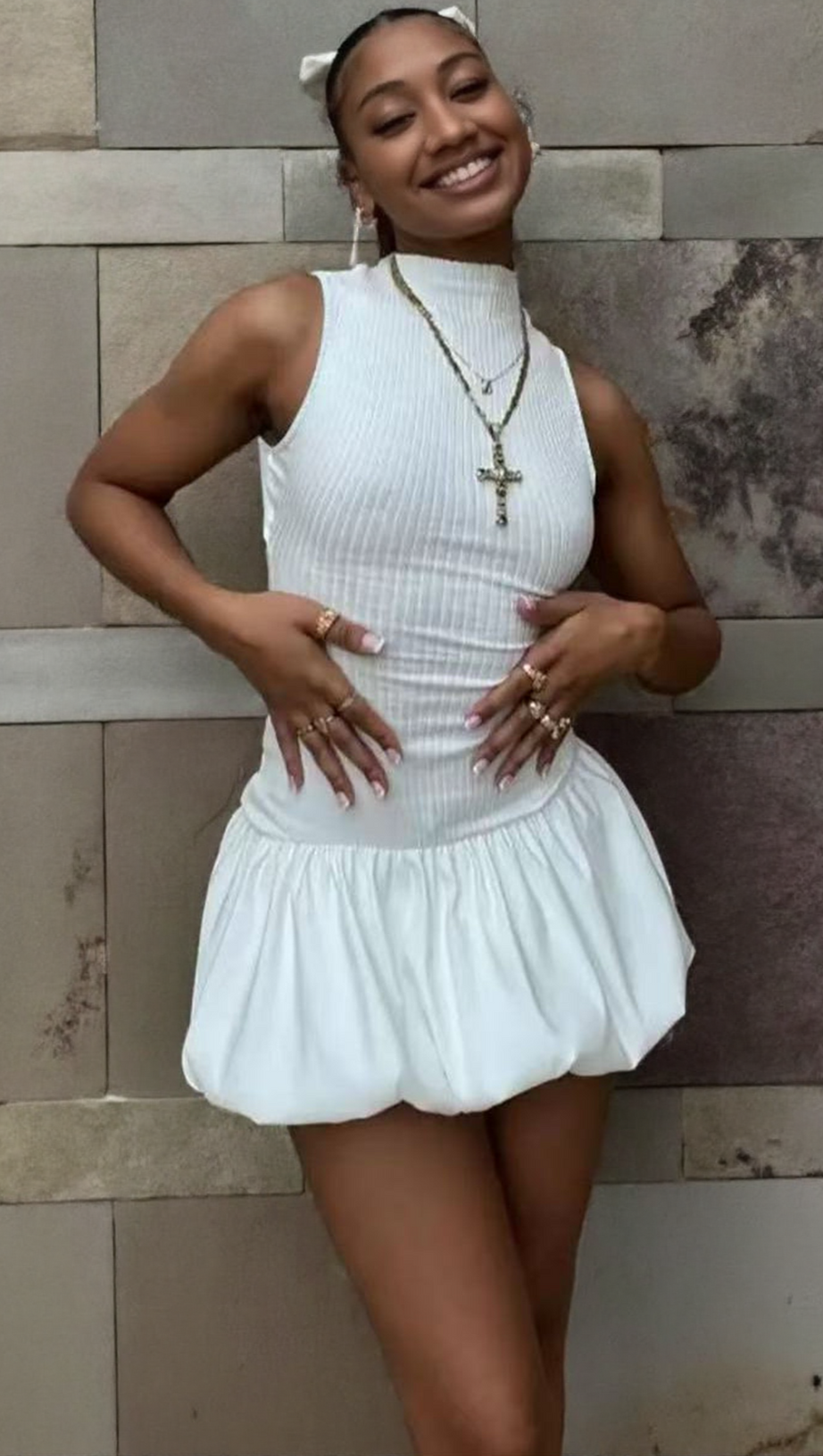 BACKLESS BUBBLE MINI DRESS