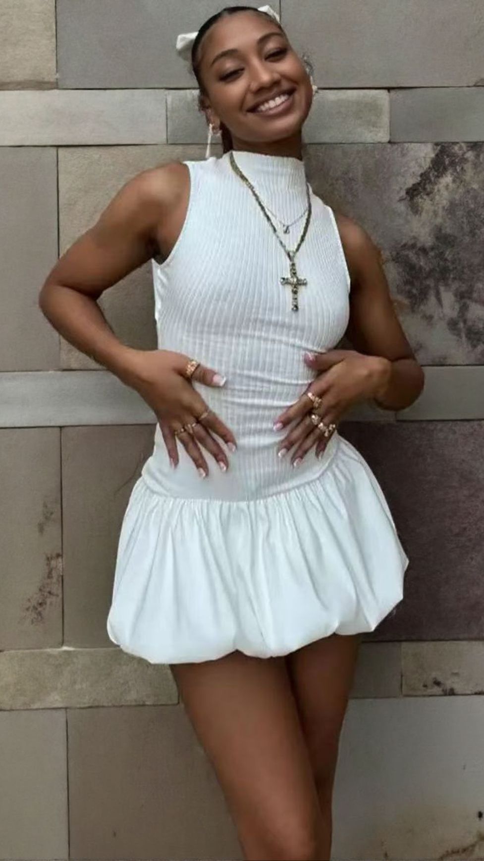 BACKLESS BUBBLE MINI DRESS