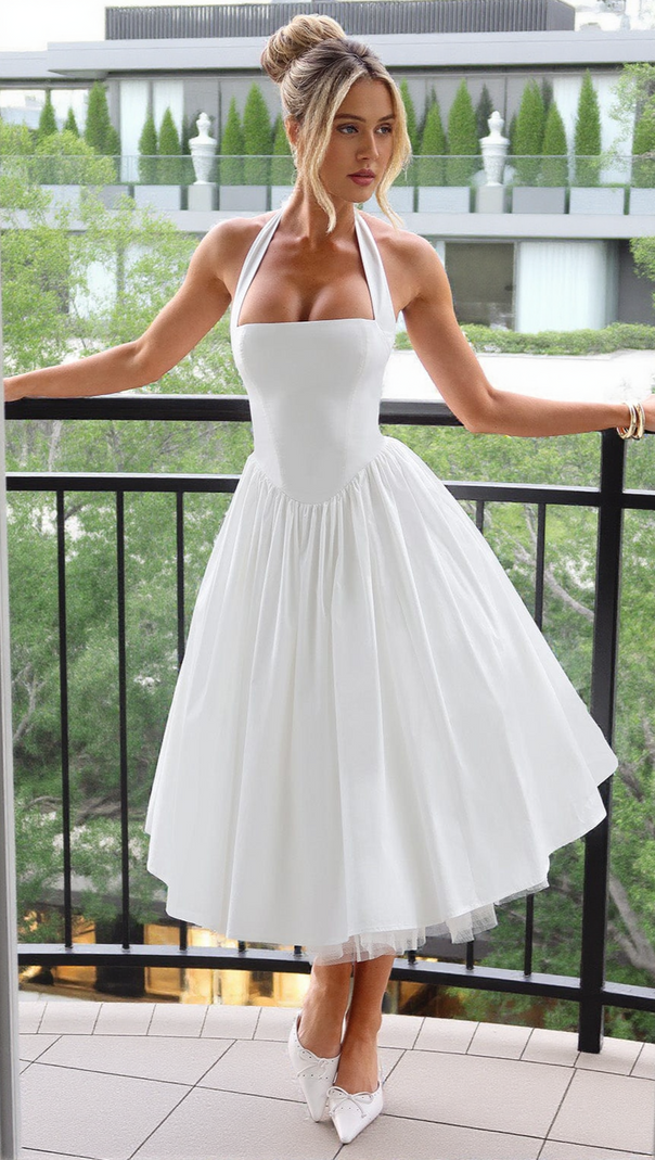 AIIZIE CRESSIDA MIDI DRESS - IVORY - product image