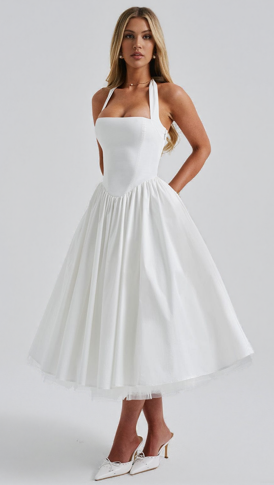 CRESSIDA MIDI DRESS - IVORY