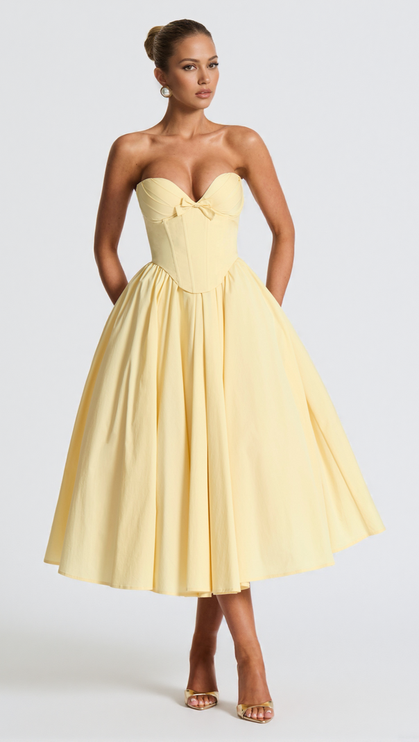 AIIZIE PRIM MIDI DRESS - LEMON - product image