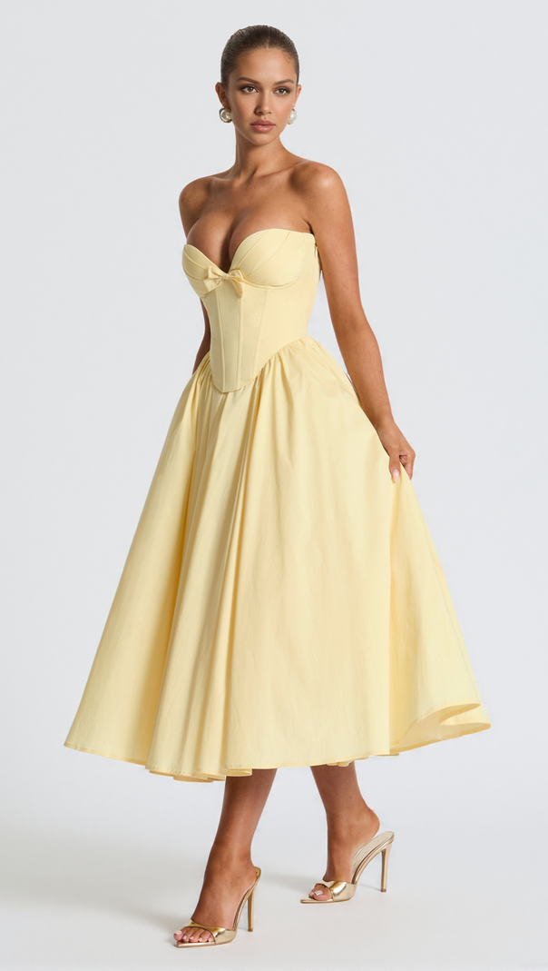 AIIZIE PRIM MIDI DRESS - LEMON - product image