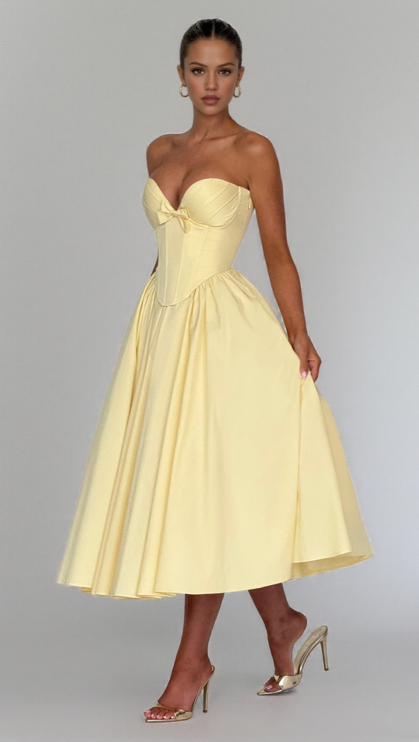AIIZIE PRIM MIDI DRESS - LEMON - product image