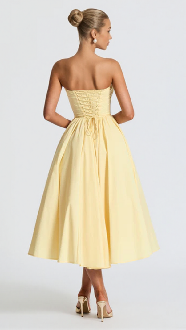 AIIZIE PRIM MIDI DRESS - LEMON - product image