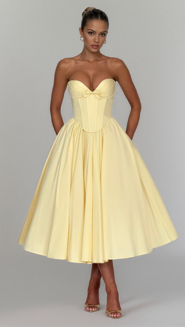 AIIZIE PRIM MIDI DRESS - LEMON - product image