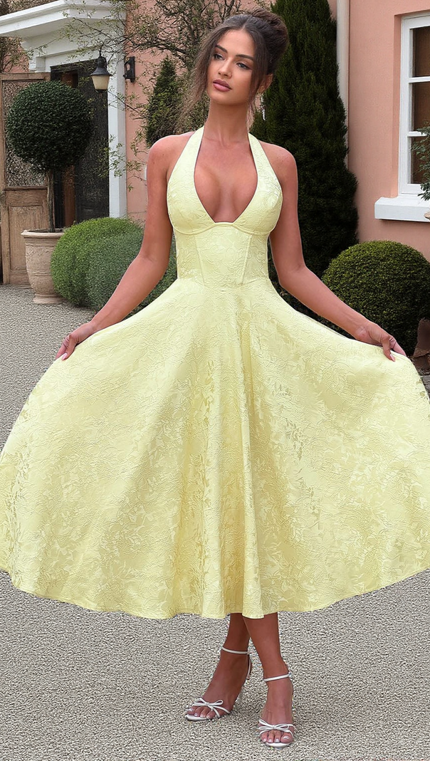AIIZIE EFFIE MIDI DRESS - LEMON - product image