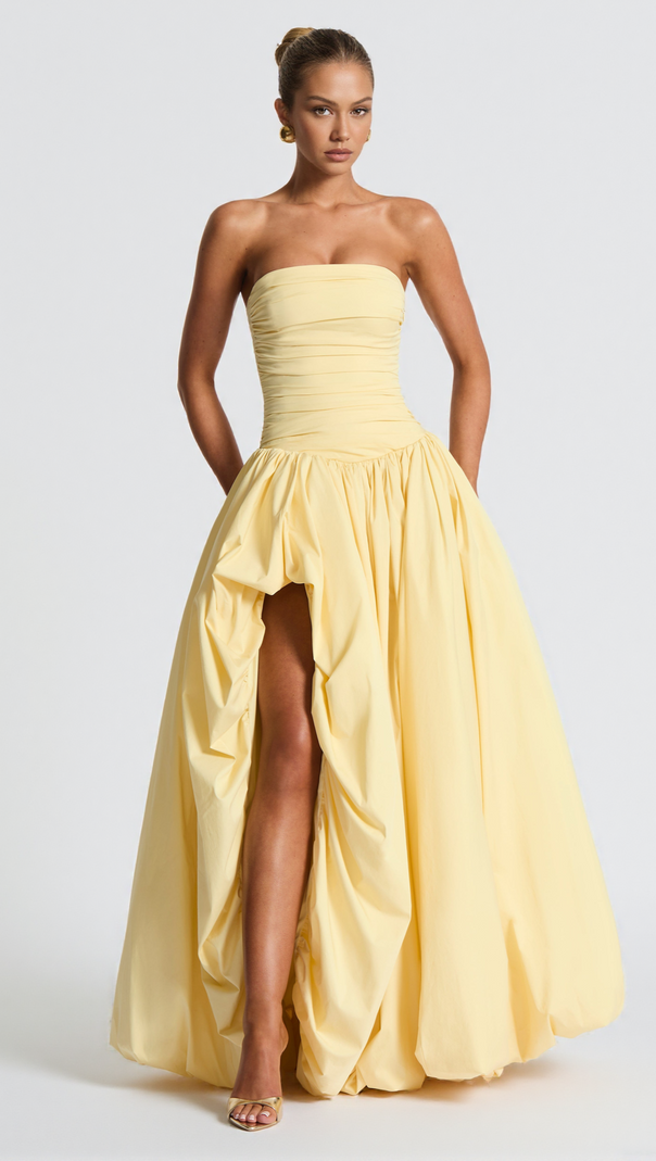 AIIZIE JILLIAN MAXI DRESS - LEMON - product image