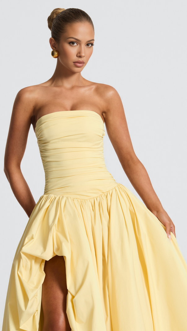 AIIZIE JILLIAN MAXI DRESS - LEMON - product image