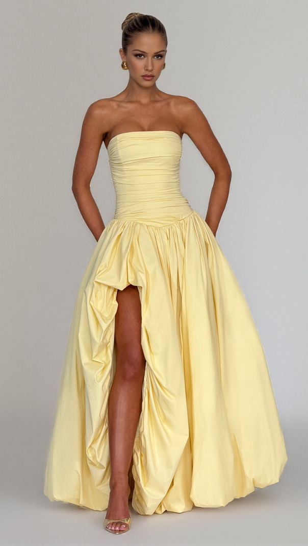 AIIZIE JILLIAN MAXI DRESS - LEMON - product image