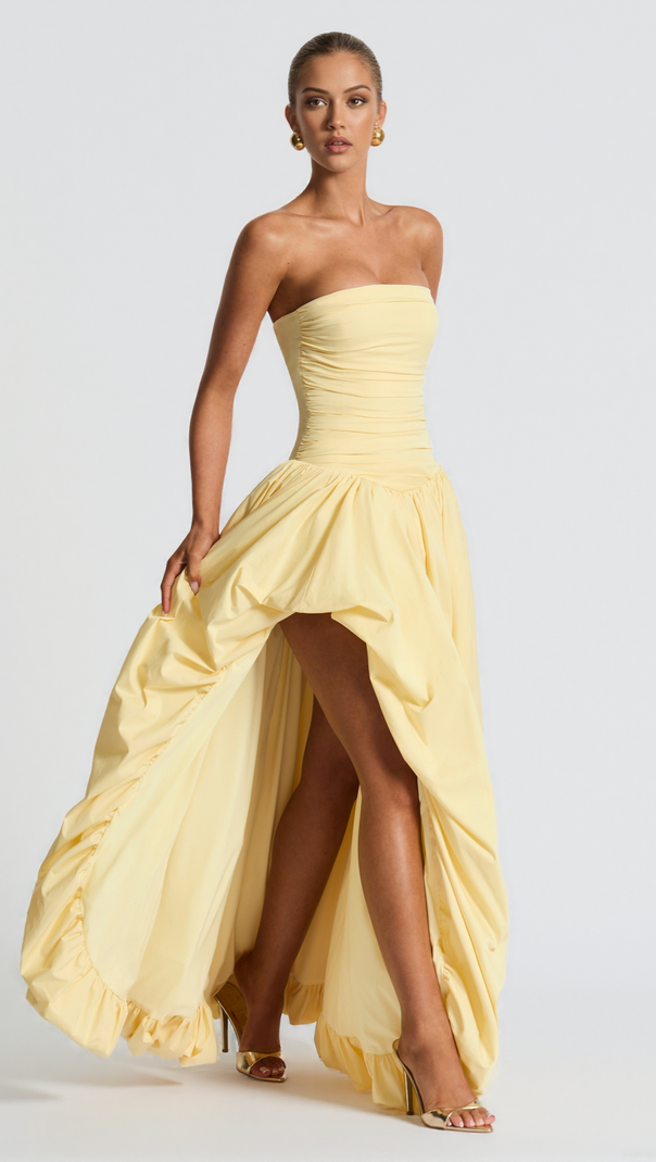 AIIZIE JILLIAN MAXI DRESS - LEMON - product image
