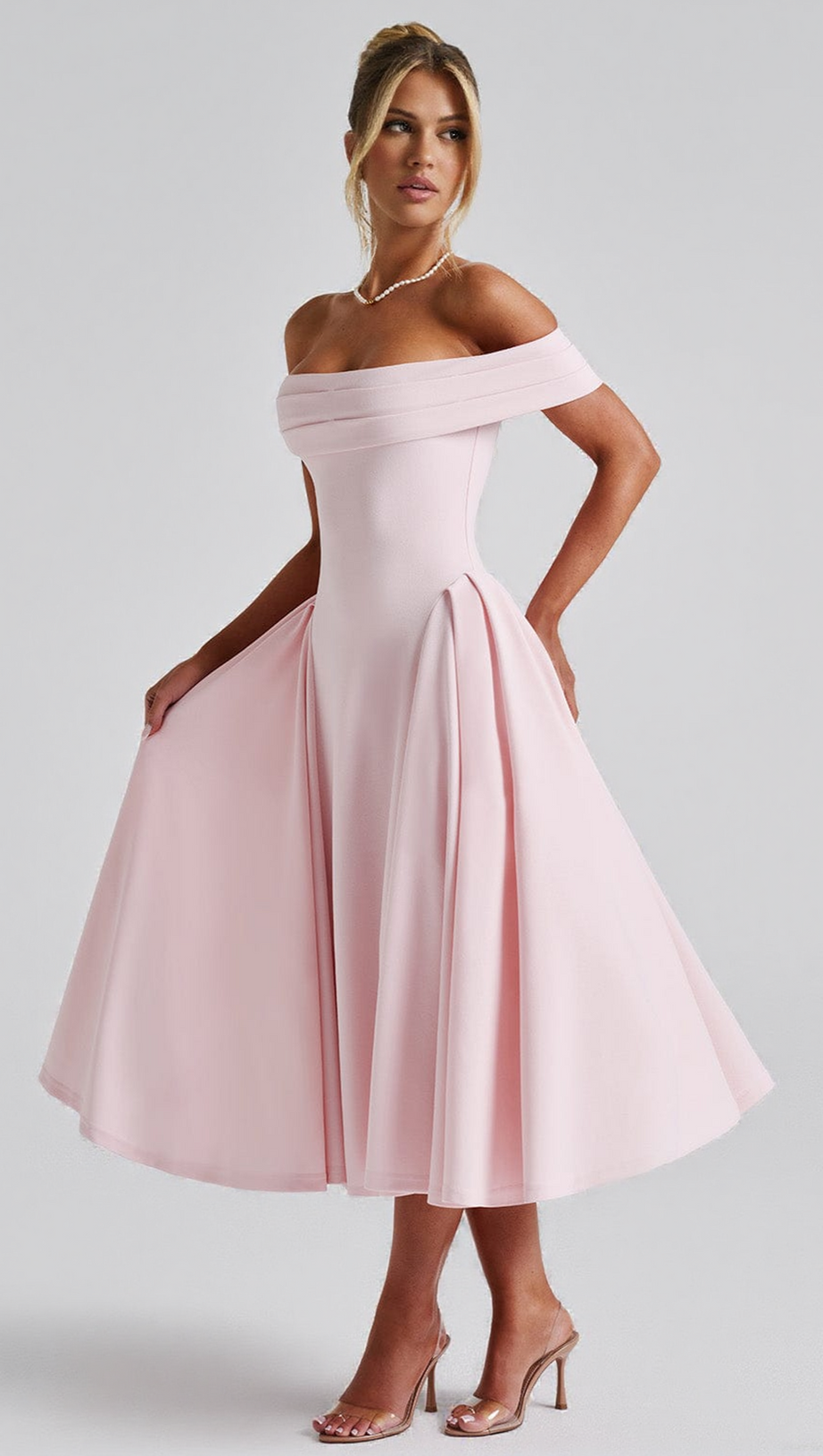 MIRANDA MIDI DRESS - BLUSH AIIZIE MIRANDA MIDI DRESS - BLUSH AIIZIE