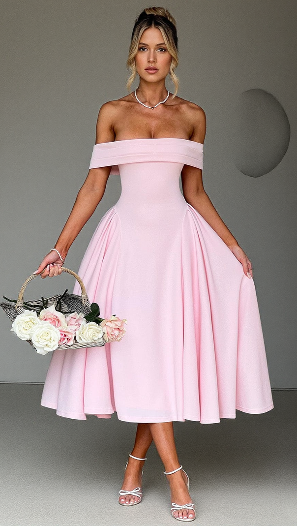 AIIZIE MIRANDA MIDI DRESS - BLUSH - product image