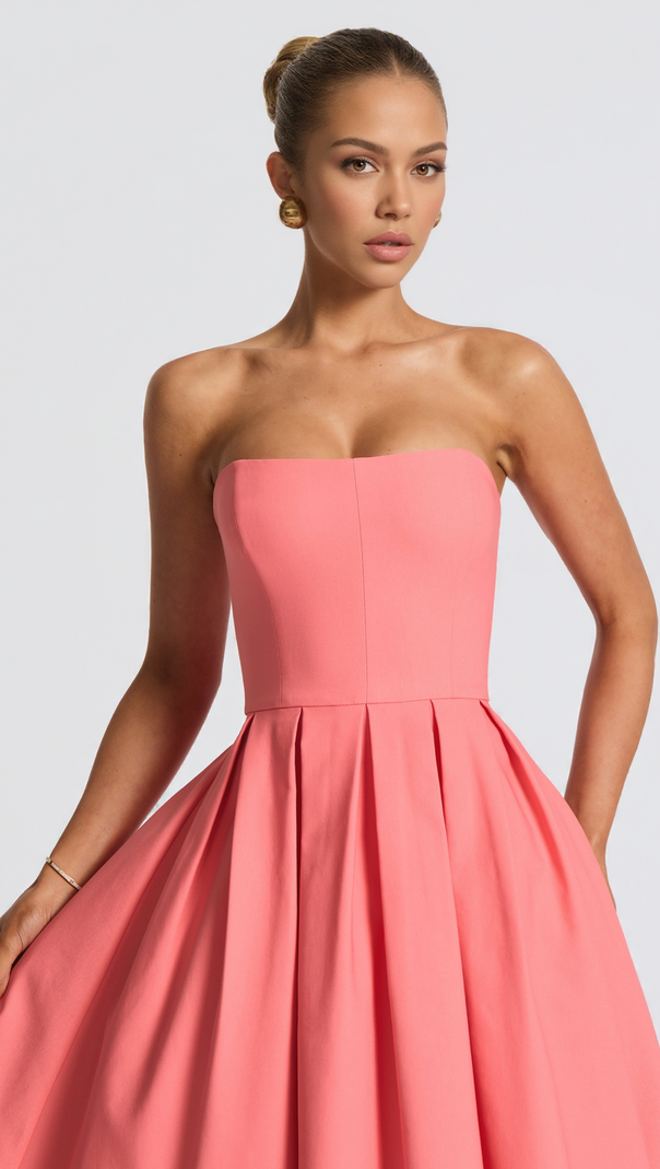 AIIZIE EDITH MIDI DRESS - CORAL PINK - product image