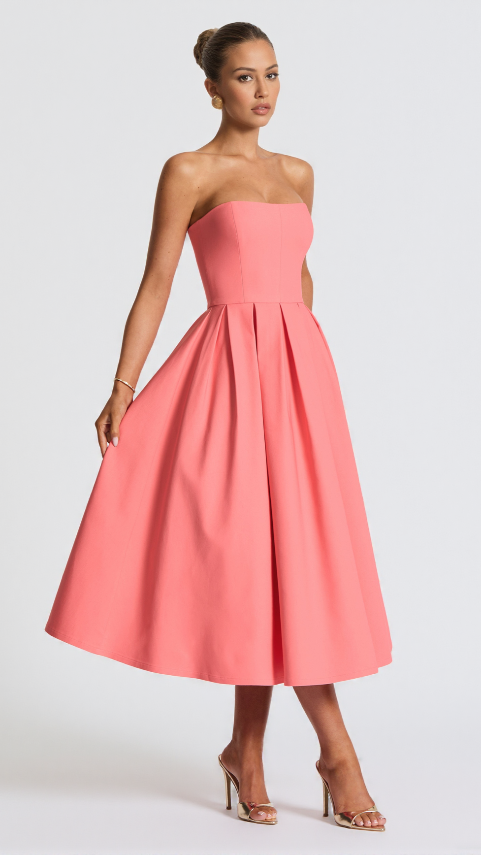 EDITH MIDI DRESS - CORAL PINK